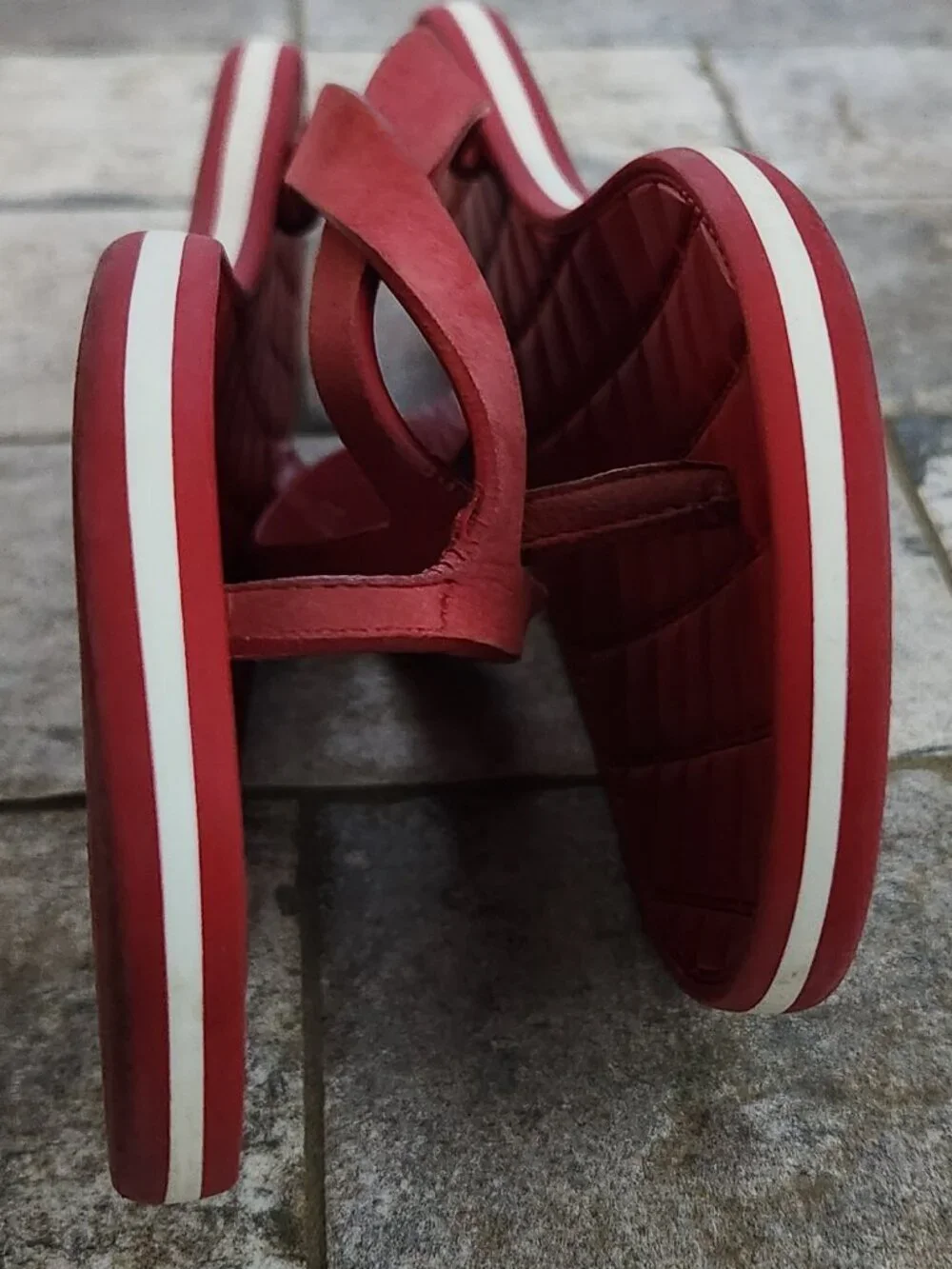 Chanel Red Quilted Flat Thong Sandals